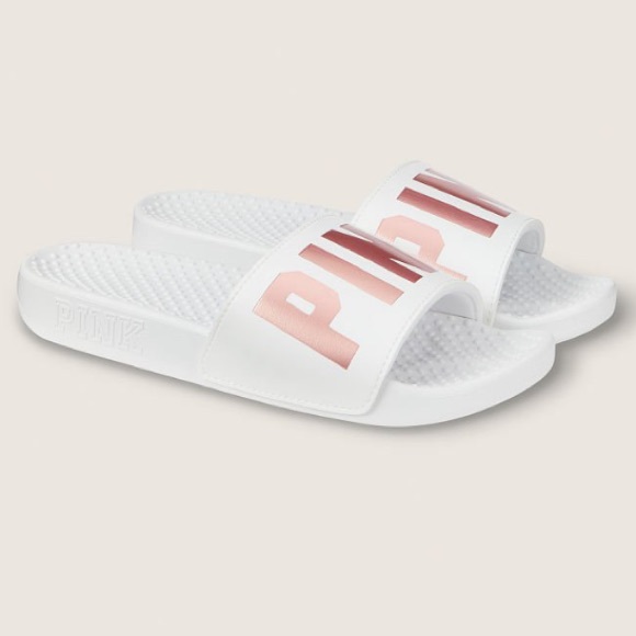 VS Victorias Secret Pink Single Strap Slide Sandal Slipper Flip Flop L 9/10 - Picture 2 of 8